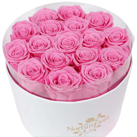 Preserved Rose Box Gift, Long Lasting Rose Bouquet in Elegant Hat Box for Birthday, Anniversary, Valentine's Day and Special Moments