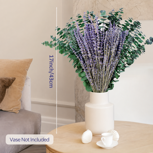 120 Stems Dried Lavender and Eucalyptus Shower Bundle, 17 Inch Hanging Floral Bouquet for Bathroom Decor, Home Styling and Gift Giving