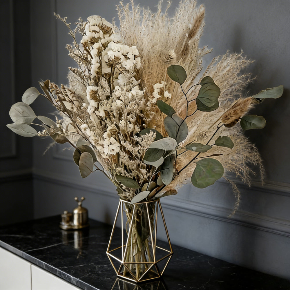45/100pcs White Dried Flower Bouquet, Minimalist Eucalyptus and Pampas Grass Arrangement for Vase Decor, Home Styling and Wedding Table Decor
