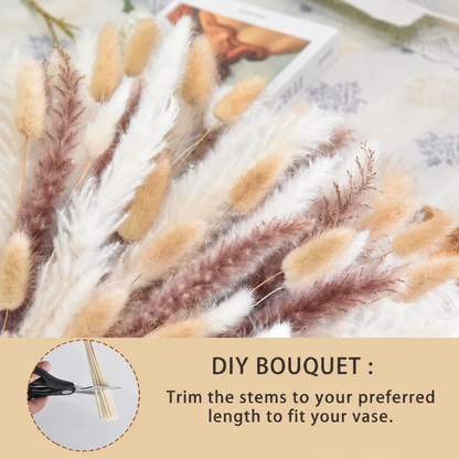 150pcs Pampas Grass Bouquet, Boho Dried Floral Arrangement for Vase Decor, Home Decor, Wedding Table Decor and Entryway Styling
