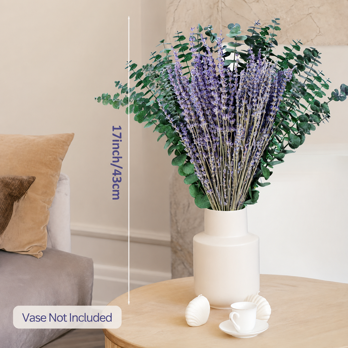 120 Stems Dried Lavender and Eucalyptus Shower Bundle, 17 Inch Hanging Floral Bouquet for Bathroom Decor, Home Styling and Gift Giving
