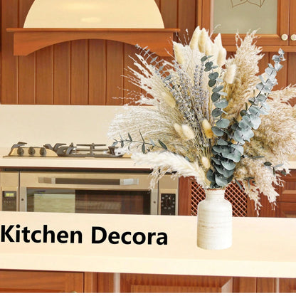 96pcs Mixed Dried Flower Bouquet, Eucalyptus Lavender and Pampas Grass Arrangement for Vase Decor, Boho Home Styling and Wedding Decoration