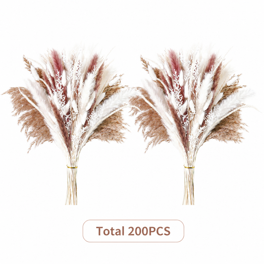 Boho Dried Flower Bouquet, Neutral Pampas Grass Arrangement with Bunny Tails for Vase Decor, Wedding Decor and Home Styling, 100/200/300/400 Stems