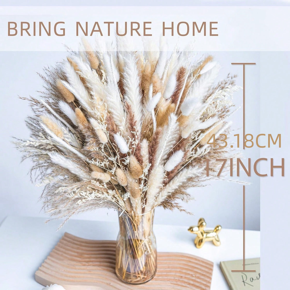 Boho Dried Flower Bouquet, Neutral Pampas Grass Arrangement with Bunny Tails for Vase Decor, Wedding Decor and Home Styling, 100/200/300/400 Stems