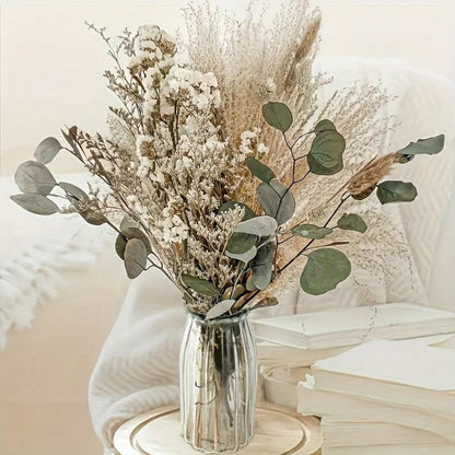 45/100pcs White Dried Flower Bouquet, Minimalist Eucalyptus and Pampas Grass Arrangement for Vase Decor, Home Styling and Wedding Table Decor