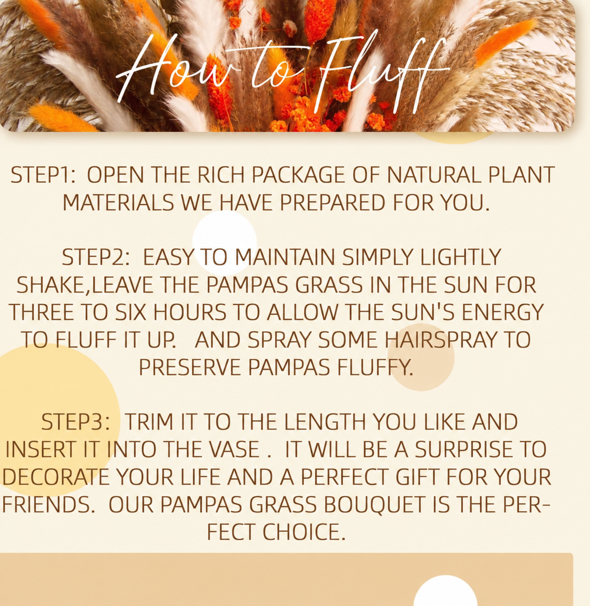 120pcs Orange Pampas Grass Bouquet, Fall Boho Dried Floral Arrangement for Vase Decor, Thanksgiving Home Styling and Autumn Table Centerpiece