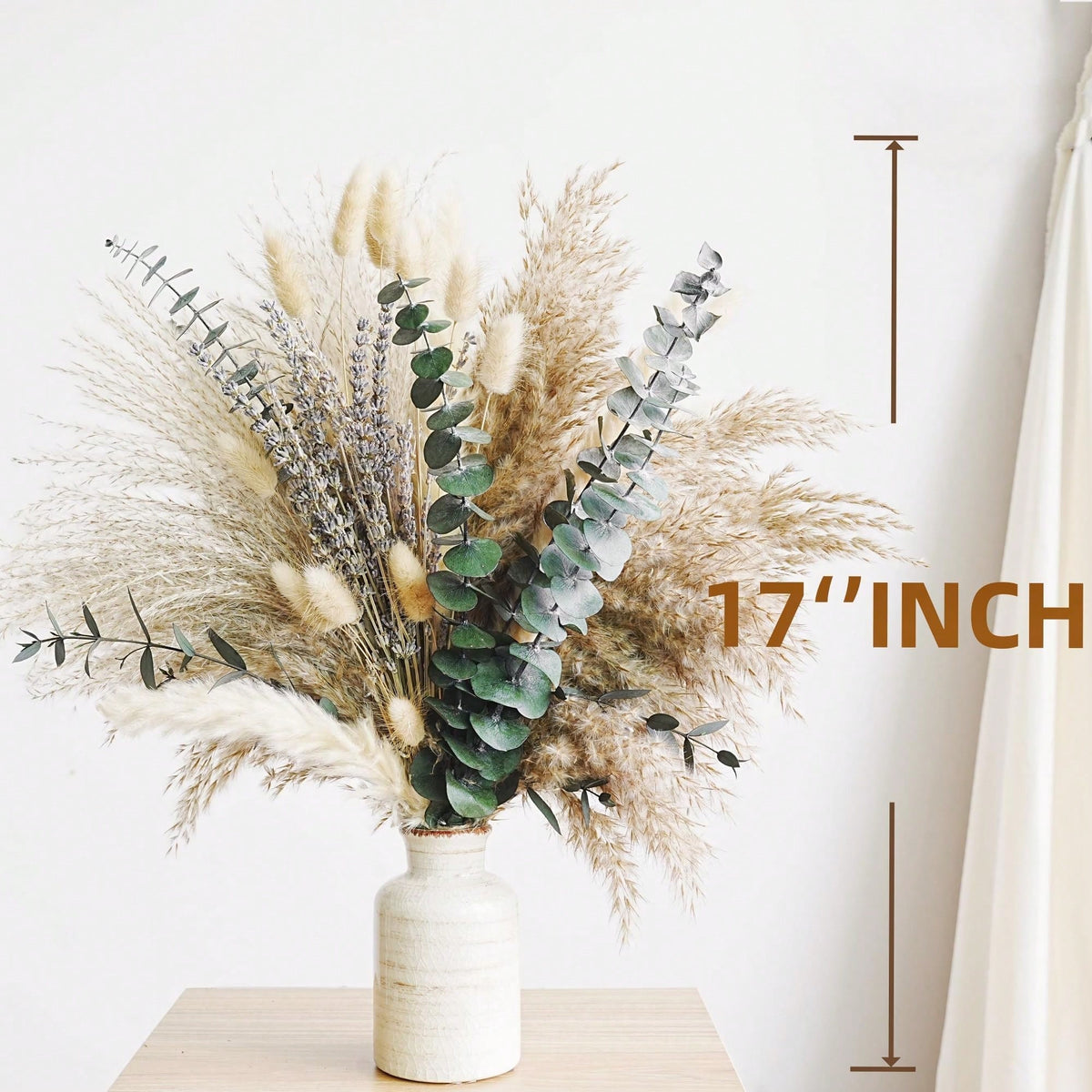 96pcs Mixed Dried Flower Bouquet, Eucalyptus Lavender and Pampas Grass Arrangement for Vase Decor, Boho Home Styling and Wedding Decoration