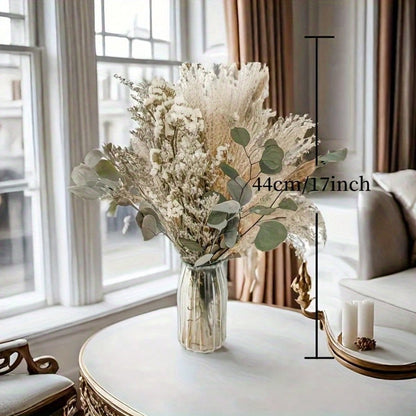 45/100pcs White Dried Flower Bouquet, Minimalist Eucalyptus and Pampas Grass Arrangement for Vase Decor, Home Styling and Wedding Table Decor