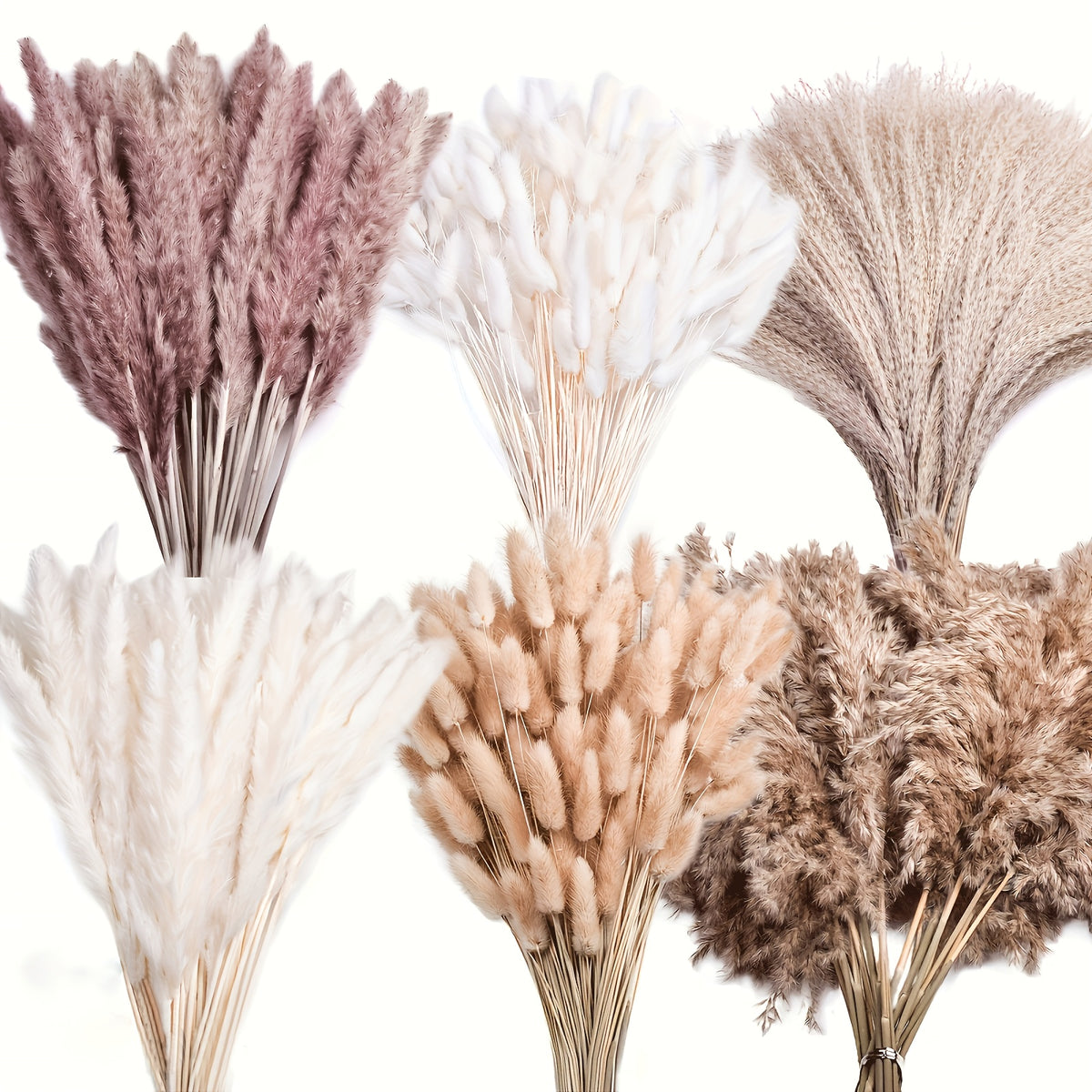 150pcs Pampas Grass Bouquet, Boho Dried Floral Arrangement for Vase Decor, Home Decor, Wedding Table Decor and Entryway Styling