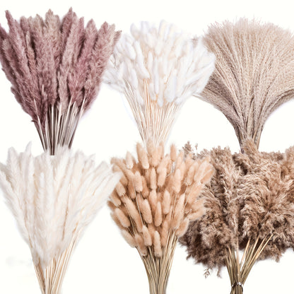 150pcs Pampas Grass Bouquet, Boho Dried Floral Arrangement for Vase Decor, Home Decor, Wedding Table Decor and Entryway Styling