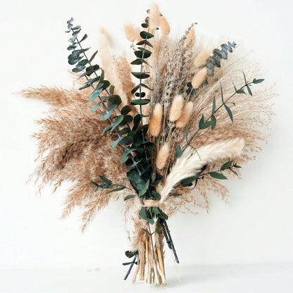96pcs Mixed Dried Flower Bouquet, Eucalyptus Lavender and Pampas Grass Arrangement for Vase Decor, Boho Home Styling and Wedding Decoration
