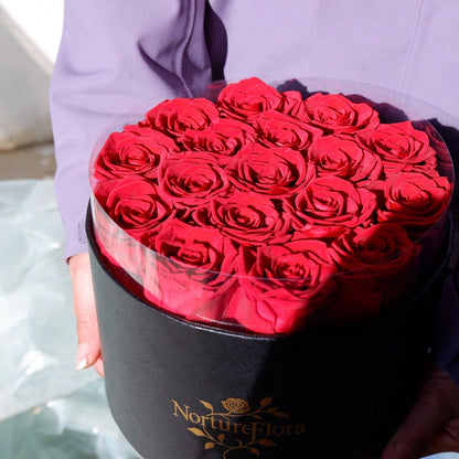 Preserved Rose Box Gift, Long Lasting Rose Bouquet in Elegant Hat Box for Birthday, Anniversary, Valentine's Day and Special Moments