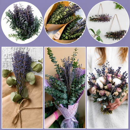 120 Stems Dried Lavender and Eucalyptus Shower Bundle, 17 Inch Hanging Floral Bouquet for Bathroom Decor, Home Styling and Gift Giving