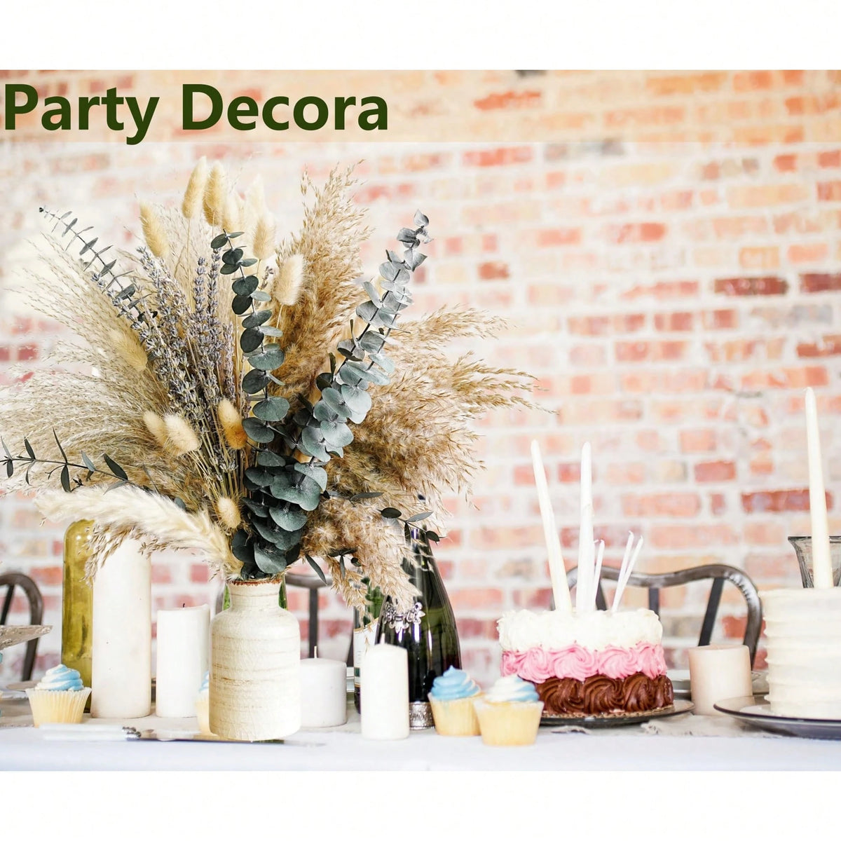 96pcs Mixed Dried Flower Bouquet, Eucalyptus Lavender and Pampas Grass Arrangement for Vase Decor, Boho Home Styling and Wedding Decoration