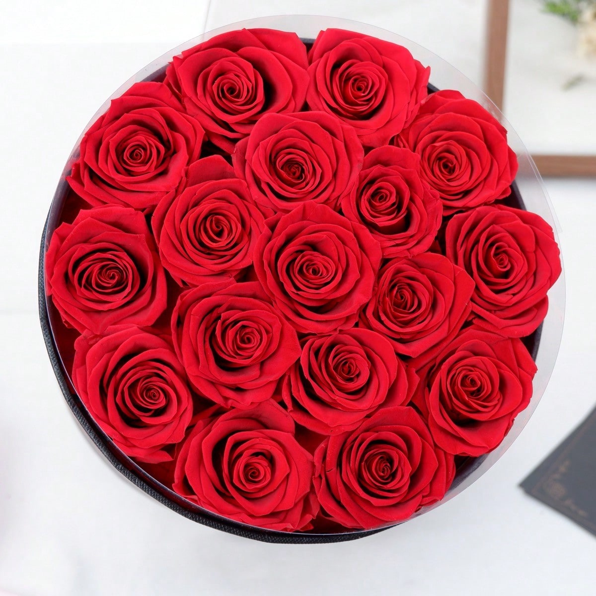 Preserved Rose Box Gift, Long Lasting Rose Bouquet in Elegant Hat Box for Birthday, Anniversary, Valentine's Day and Special Moments
