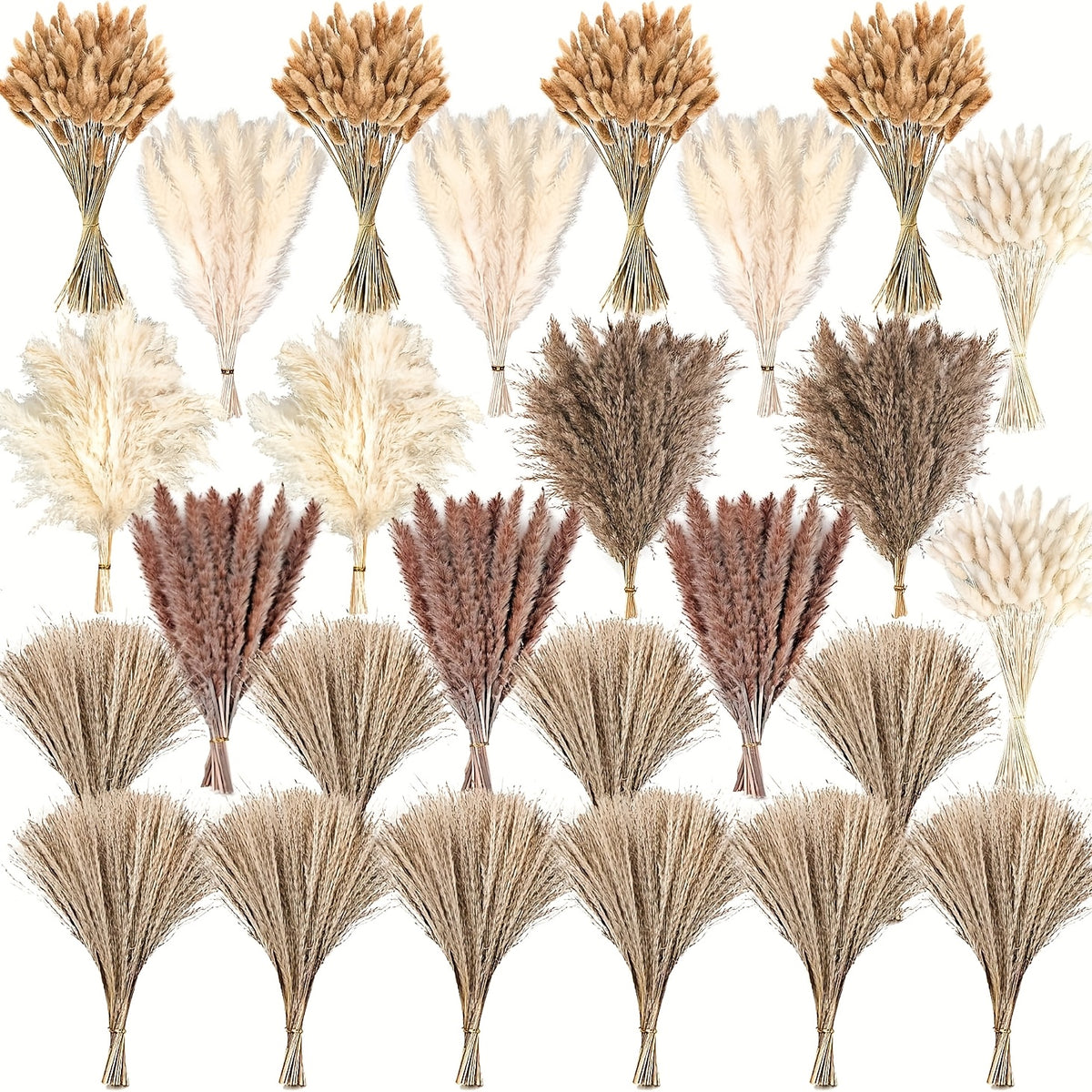 620pcs Pampas Grass Bundle, Large Boho Dried Floral Arrangement for Vase Decor, Wedding Backdrop, Event Styling and Home Decoration