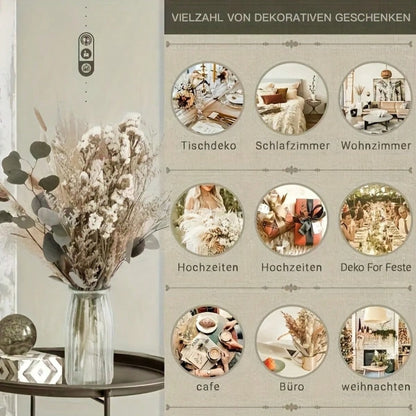 45/100pcs White Dried Flower Bouquet, Minimalist Eucalyptus and Pampas Grass Arrangement for Vase Decor, Home Styling and Wedding Table Decor
