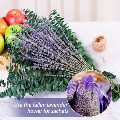 120 Stems Dried Lavender and Eucalyptus Shower Bundle, 17 Inch Hanging Floral Bouquet for Bathroom Decor, Home Styling and Gift Giving