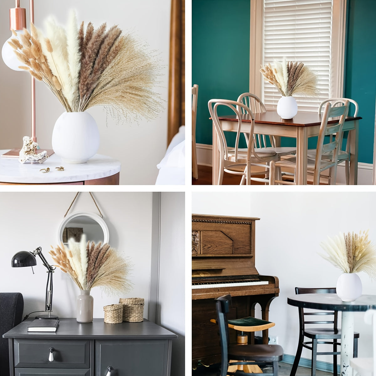 620pcs Pampas Grass Bundle, Large Boho Dried Floral Arrangement for Vase Decor, Wedding Backdrop, Event Styling and Home Decoration