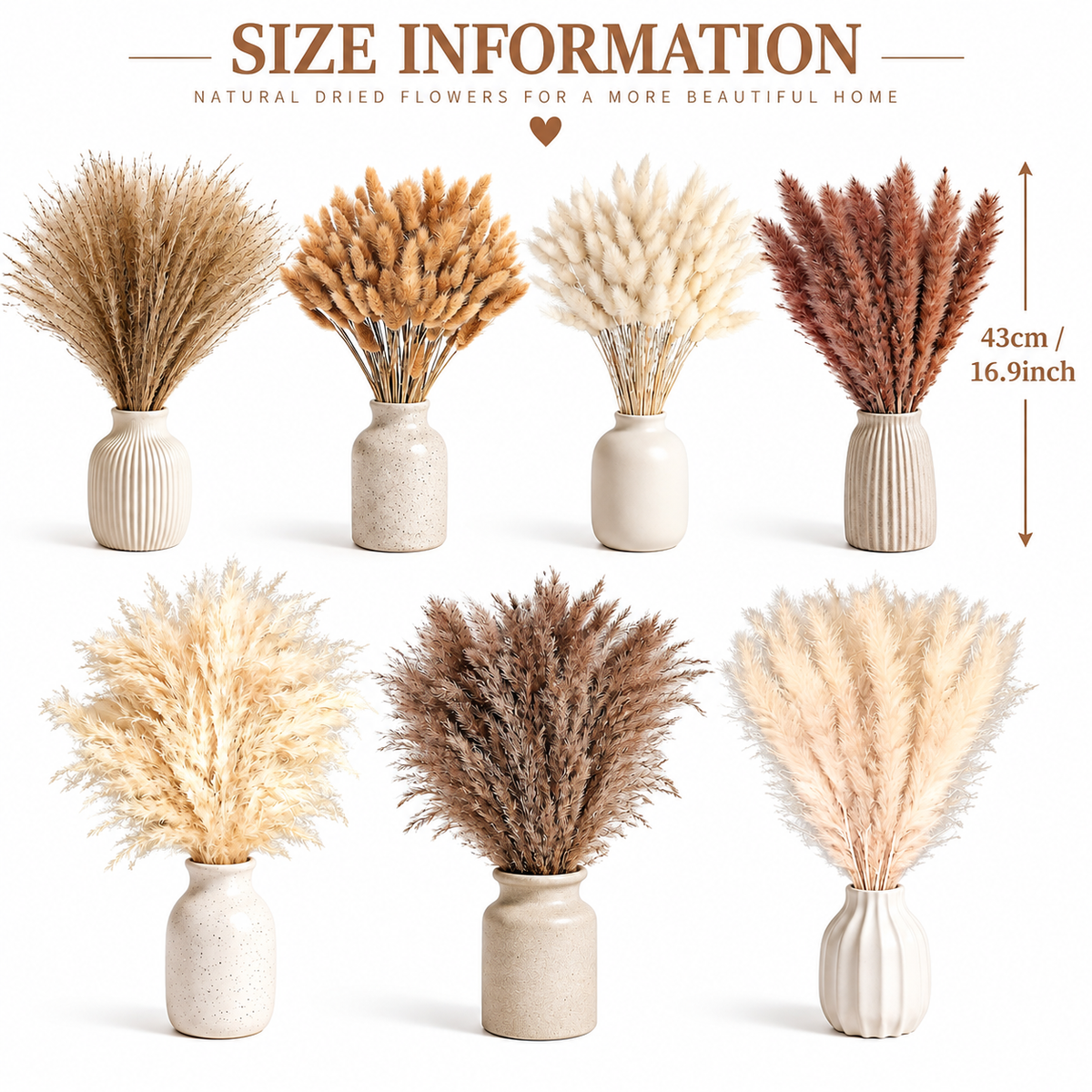 620pcs Pampas Grass Bundle, Large Boho Dried Floral Arrangement for Vase Decor, Wedding Backdrop, Event Styling and Home Decoration